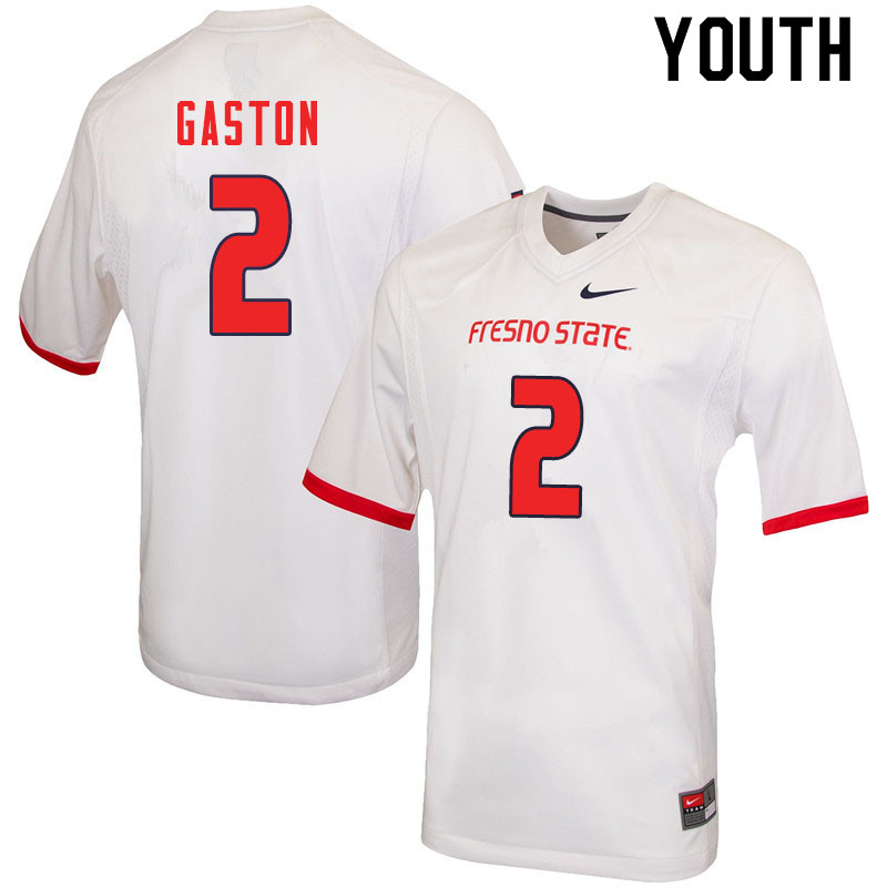 Youth #2 Chris Gaston Fresno State Bulldogs College Football Jerseys Sale-White - Click Image to Close